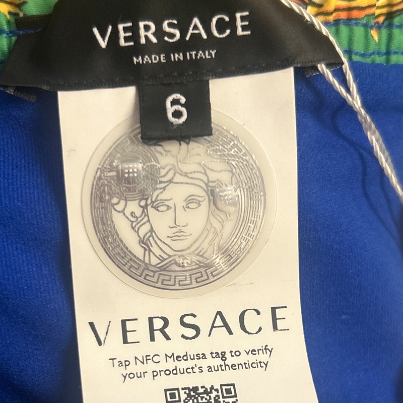 Versace men's multicoloured ocean motif swimming trunks