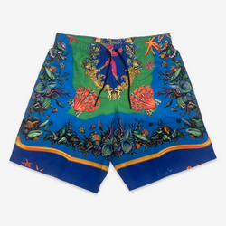Versace men's multicoloured ocean motif swimming trunks