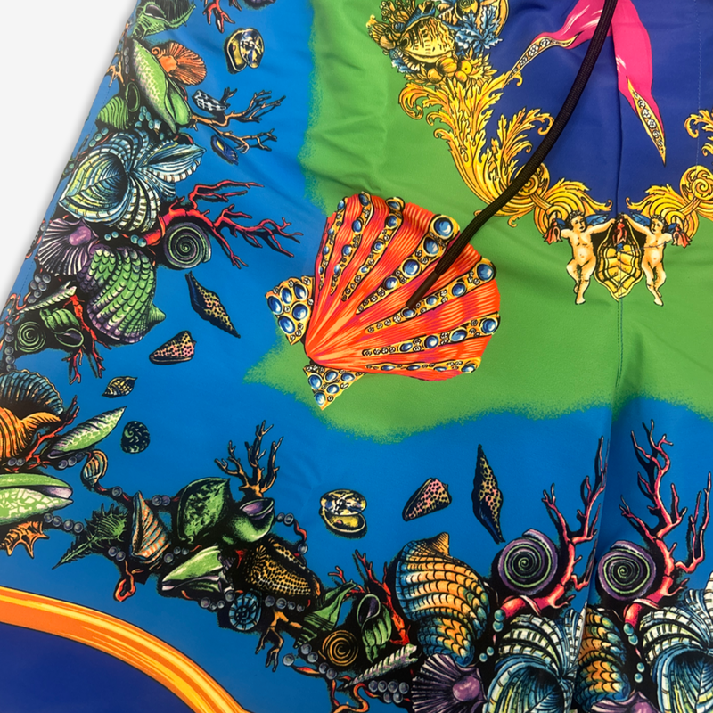 Versace men's multicoloured ocean motif swimming trunks