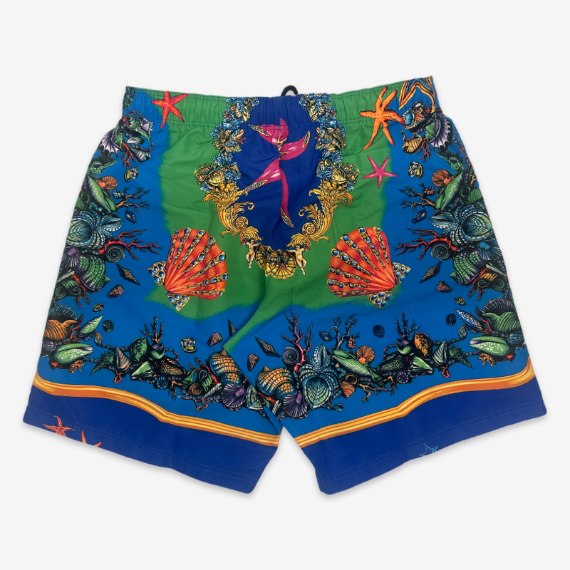 Versace men's multicoloured ocean motif swimming trunks