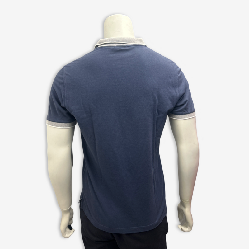 Brunello Cucinelli men's navy blue cotton polo t-shirt