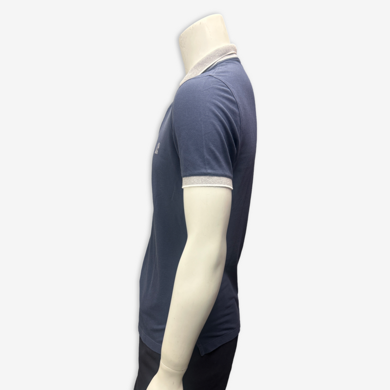 Brunello Cucinelli men's navy blue cotton polo t-shirt
