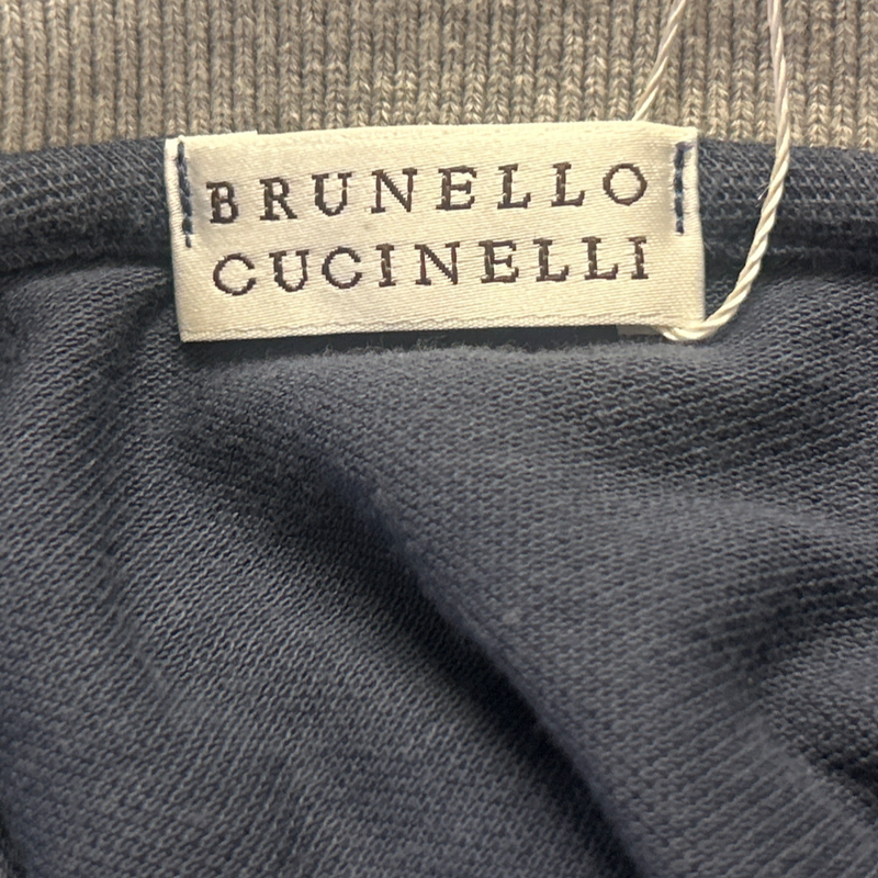 Brunello Cucinelli men's navy blue cotton polo t-shirt