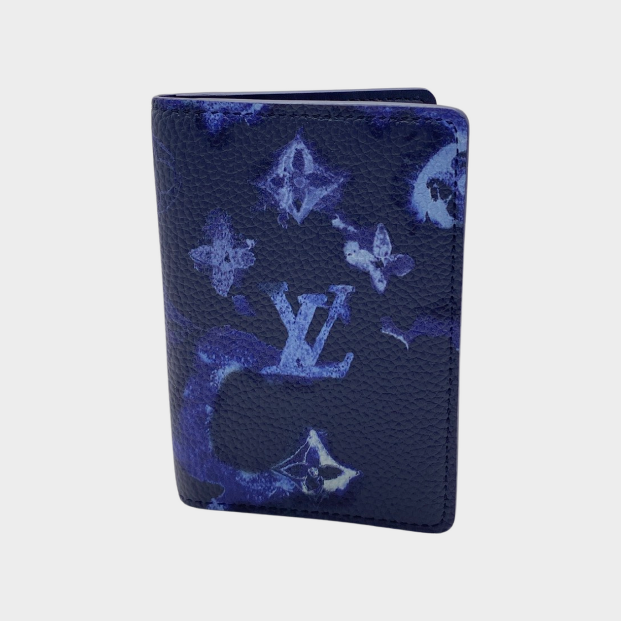 Louis Vuitton watercolour ink blue monogram logo organiser wallet