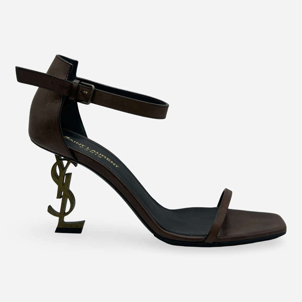 Saint Laurent Brown Leather Opyum Sandal Heels – Loop Generation