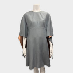 Valentino Gray Wool Cape Sleeve Dress