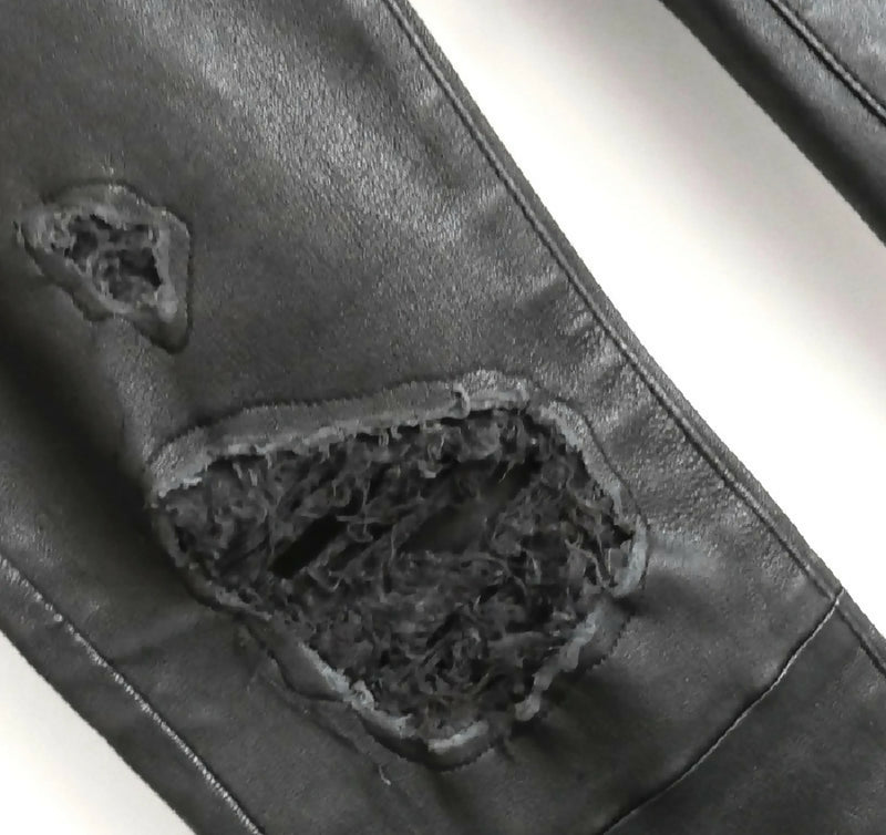 J Brand women's black leather distressed skinny jeans