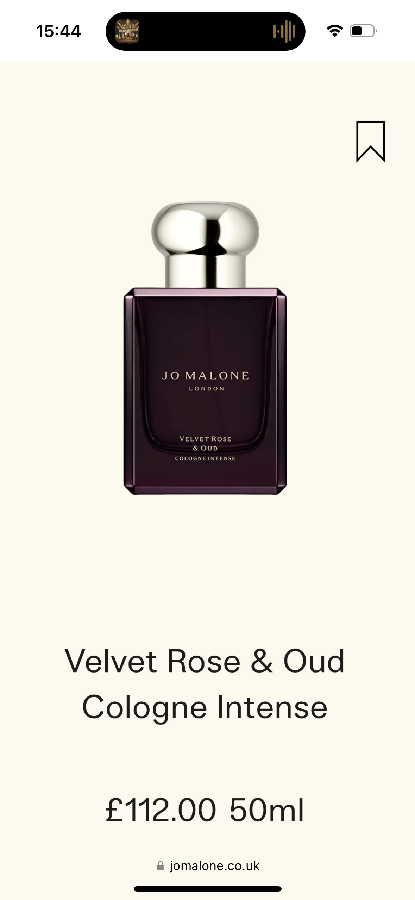 Jo Malone Velvet Rose & Oud cologne intense. Original