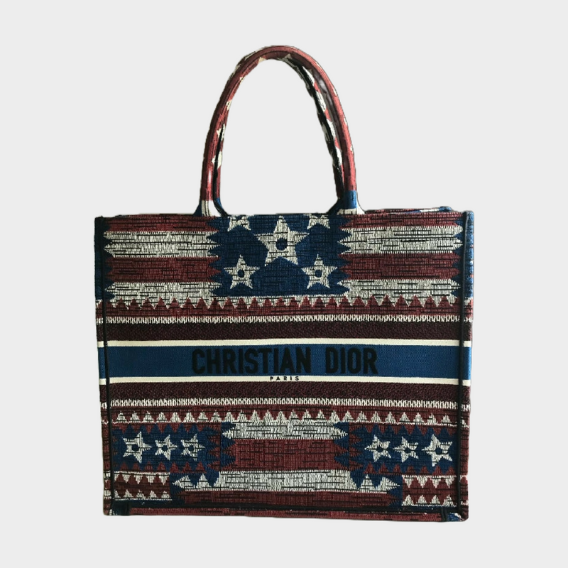 Dior women's American flag motif tote bag