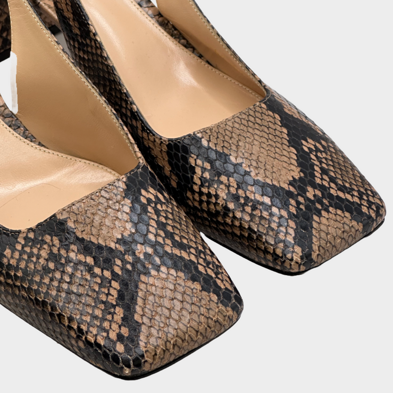 Gianvitto Rossi women's brown python skin block heel pumps