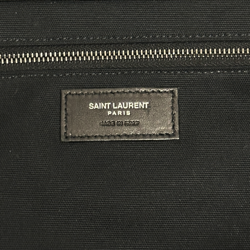 Saint Laurent women's black leather fringed basket handbag