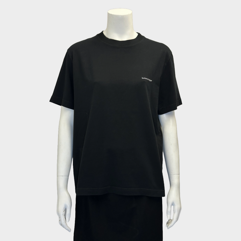 Balenciaga women's black cotton logo t-shirt