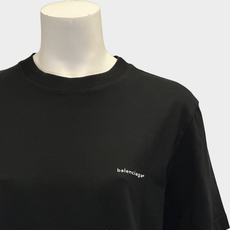 Balenciaga women's black cotton logo t-shirt