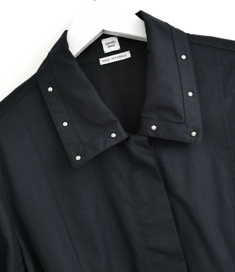 Hermes women's black Studded Shirt Dress