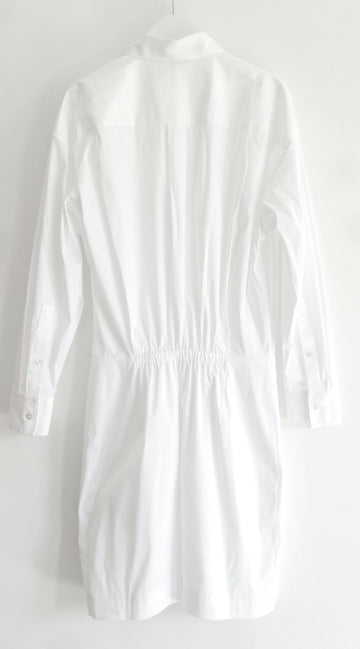 green emerald velvet dress Theory women's white Fitted Shirt Dress – Loop Generation