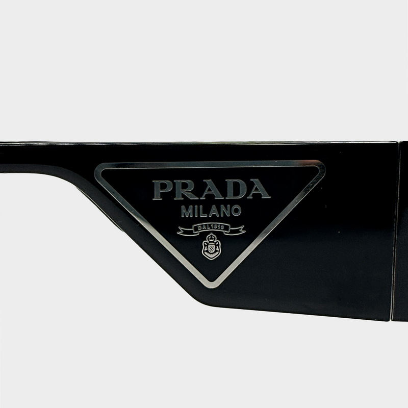 Prada black cutout sunglasses with side logo detail