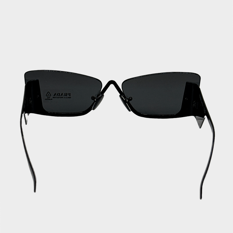 Prada black cutout sunglasses with side logo detail