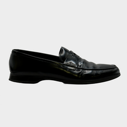 PRADA men's black patent leather loafers