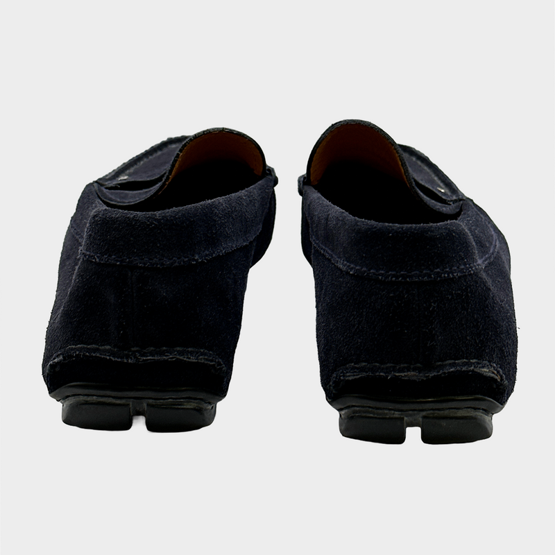 PRADA men's navy suede loafers