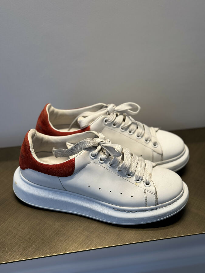 Alexander McQueen women's white and red Oversized leather trainers