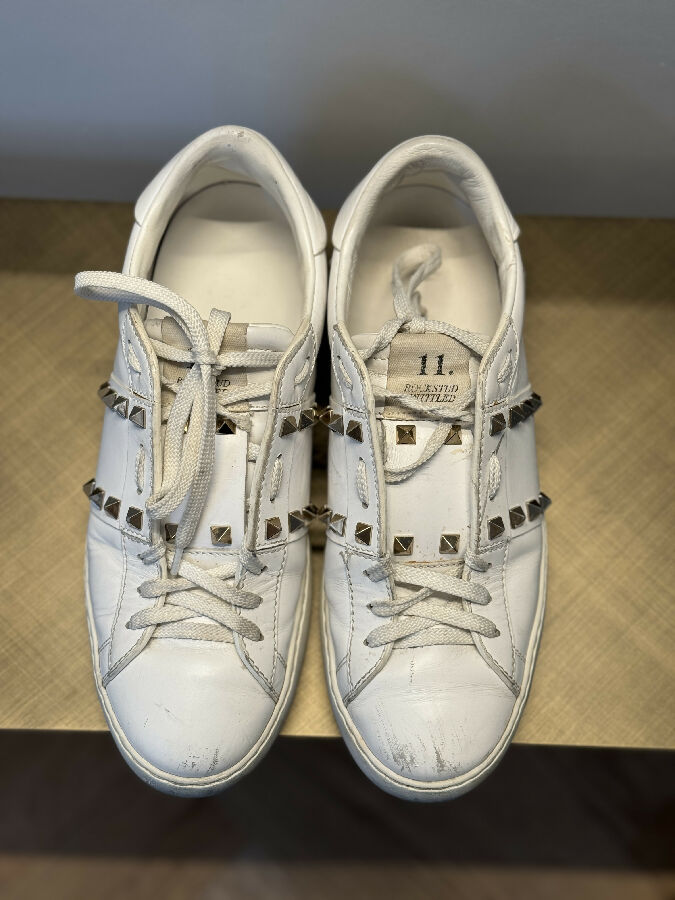 Valentino Garavani women's white Rockstud Untitled leather trainers