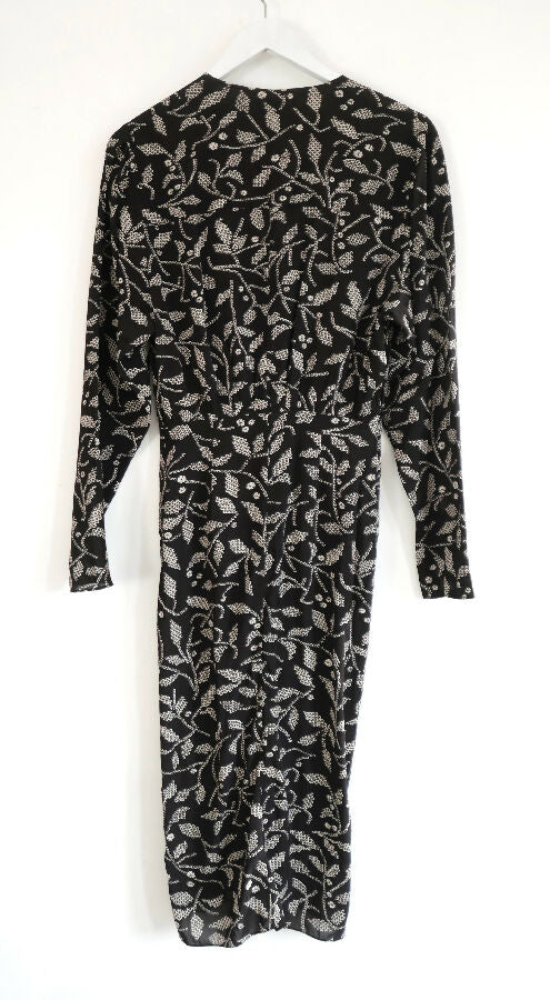 Isabel Marant Etoile black and white leaf print silk Danalia dress