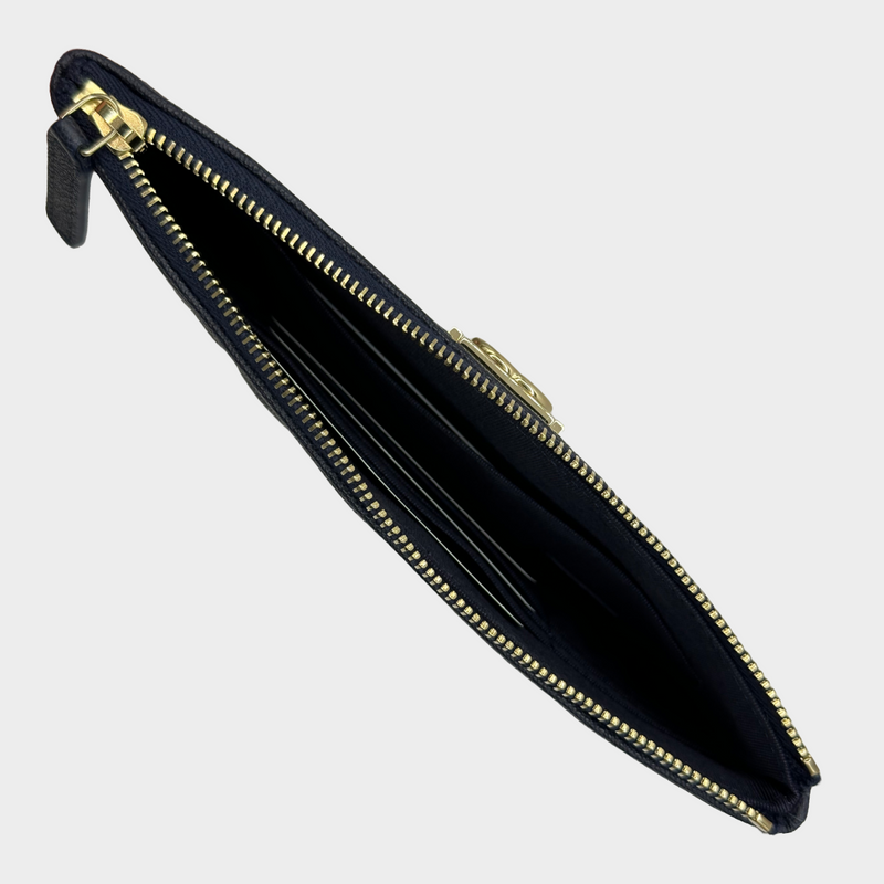 CHANEL navy and gold caviar leather quilted Le Boy pouch