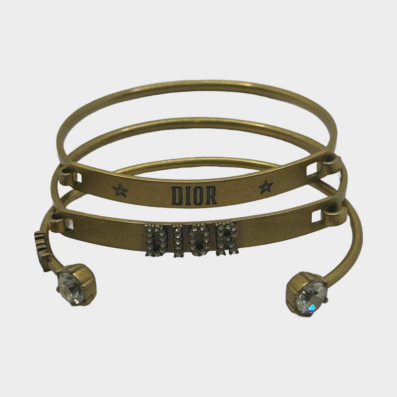 CHRISTIAN DIOR gold matt metal bracelets