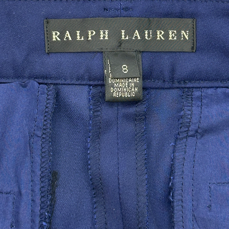 RALPH LAUREN women's navy cotton/wool blend trousers