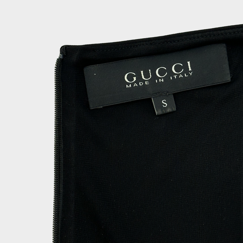 GUCCI black rayon belted 3/4 sleeved dress