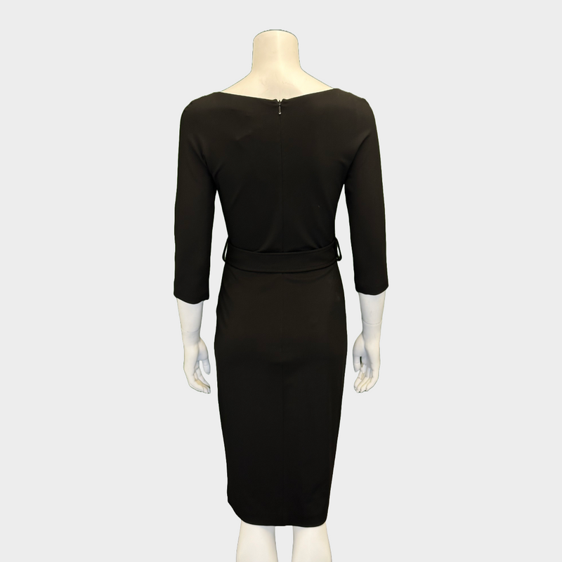 GUCCI black rayon belted 3/4 sleeved dress