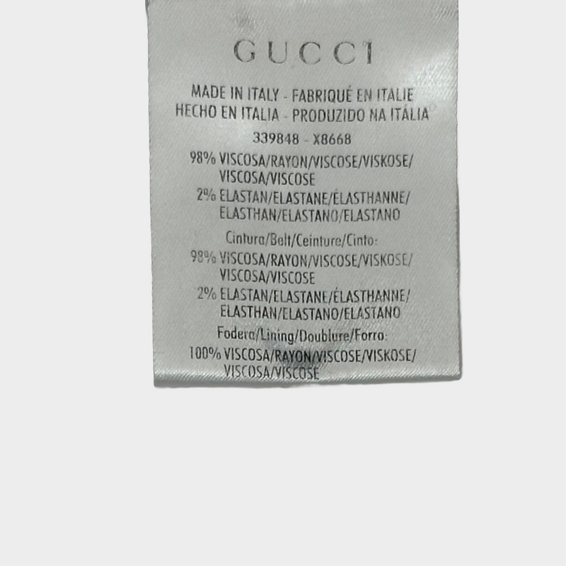 GUCCI black rayon belted 3/4 sleeved dress