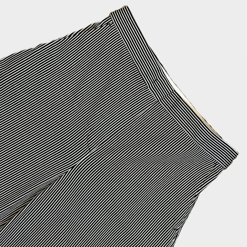 Max Mara women's navy and white striped cotton blend trousers