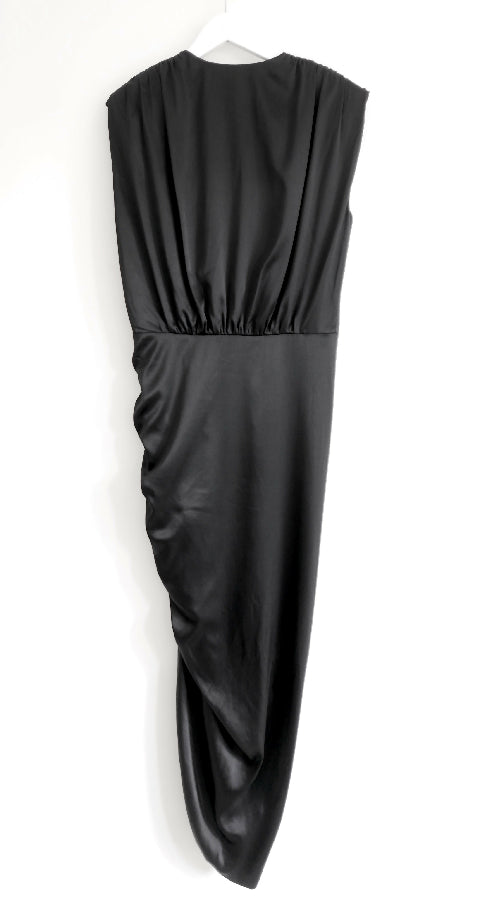 Veronica Beard black silk wrap-effect ruched Casela dress