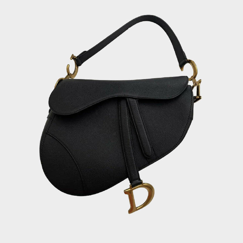 CHRISTIAN DIOR black leather Saddle handbag