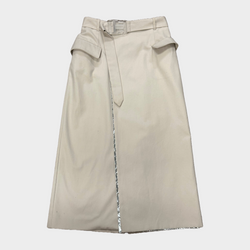Maison Margiela beige and silver cotton/PVC buttoned mid-length skirt