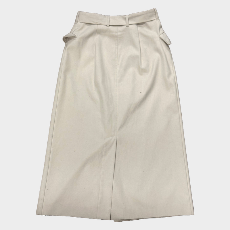 Maison Margiela beige and silver cotton/PVC buttoned mid-length skirt