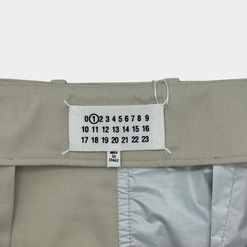 Maison Margiela beige and silver cotton/PVC buttoned mid-length skirt