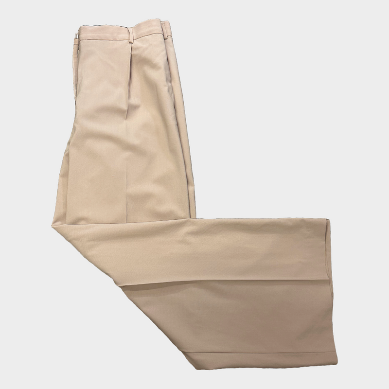 MSGM men's beige wool wide-leg trousers
