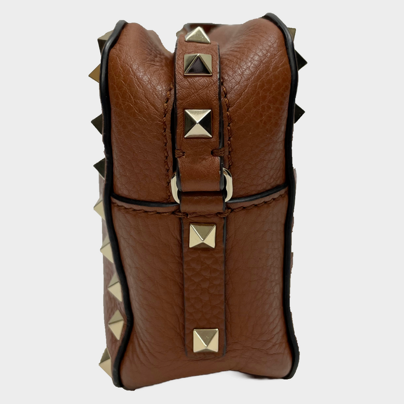 Valentino women's brown leather rockstud camera bag