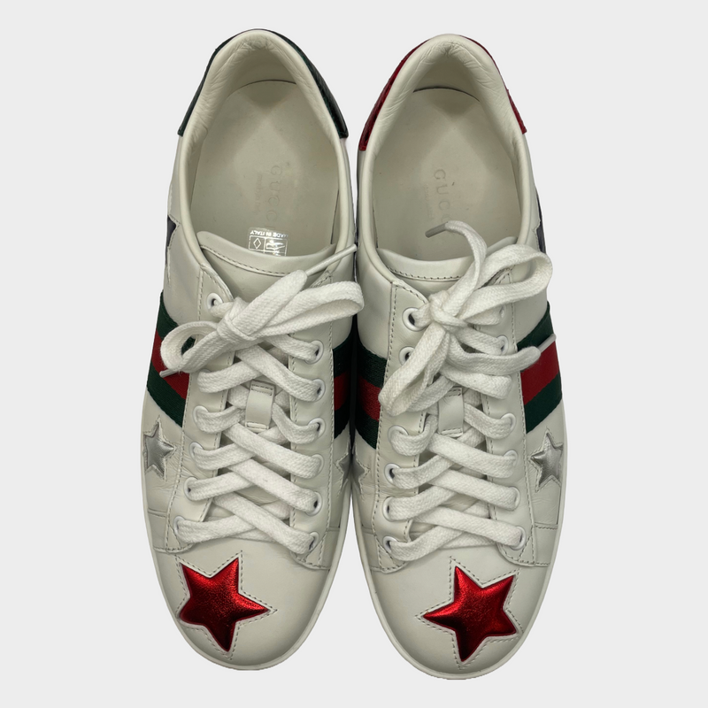 Gucci women's white and multicoloured leather star sneakers