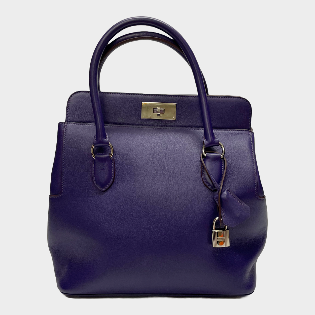 Hermes women s purple leather toolbox handbag Loop Generation