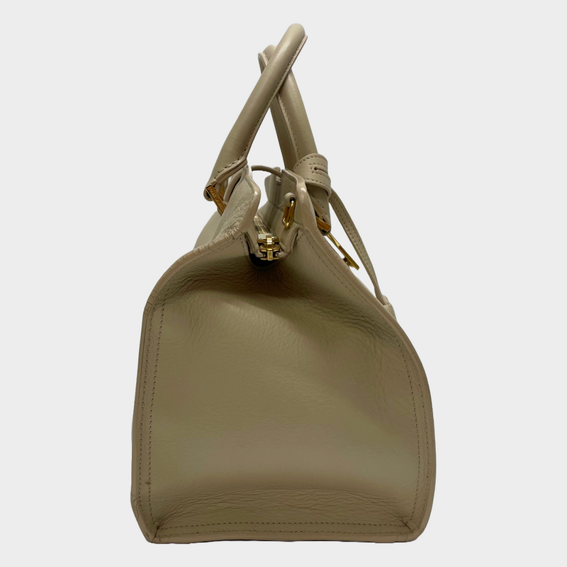 Saint Laurent women's beige leather cabas rive gauche handbag