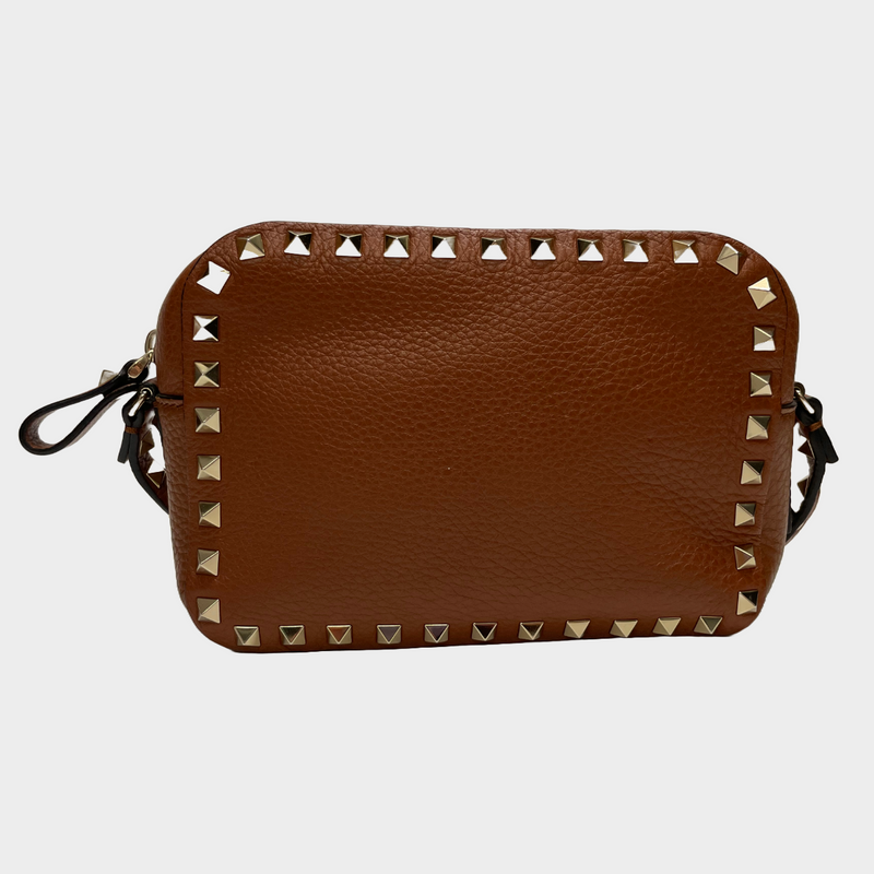 Valentino women's brown leather rockstud camera bag