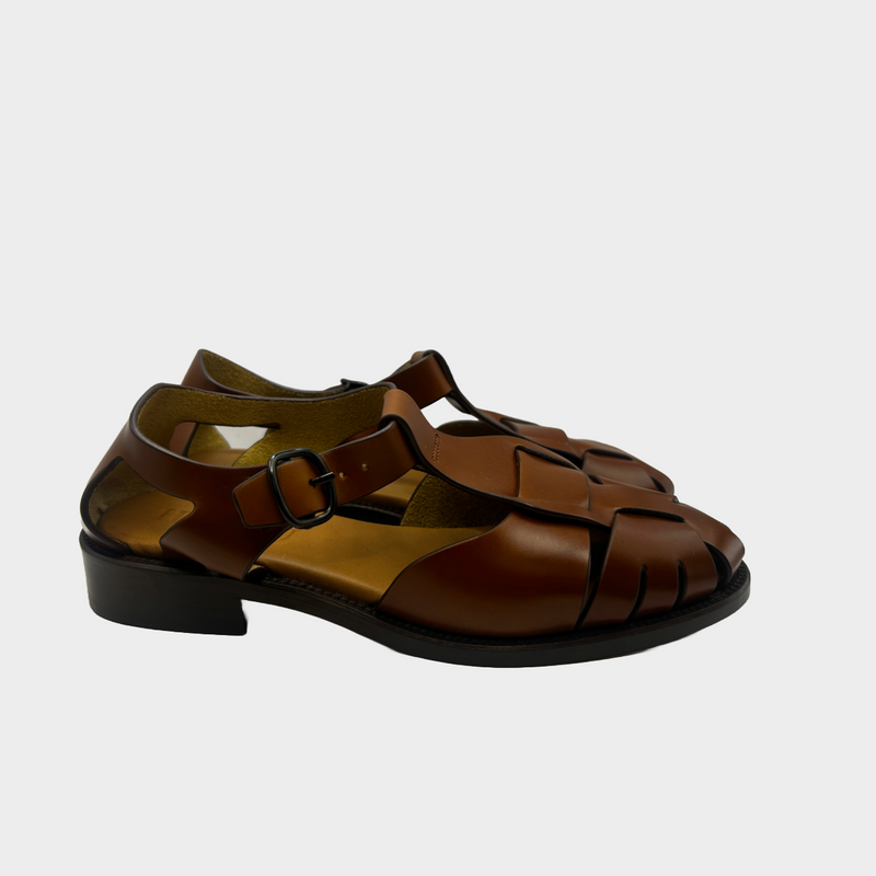 Hereu women's brown leather gladiator sandals