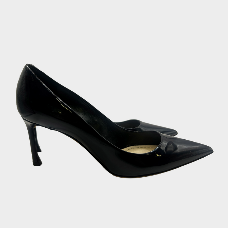 Christian Dior navy blue patent leather point-toe pumps