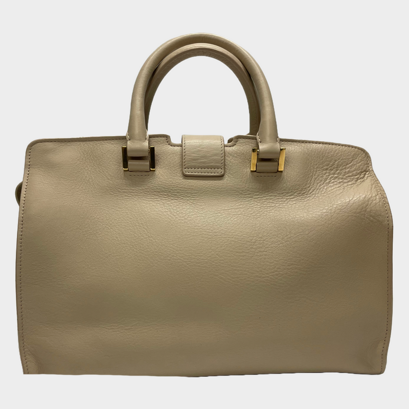 Saint Laurent women's beige leather cabas rive gauche handbag