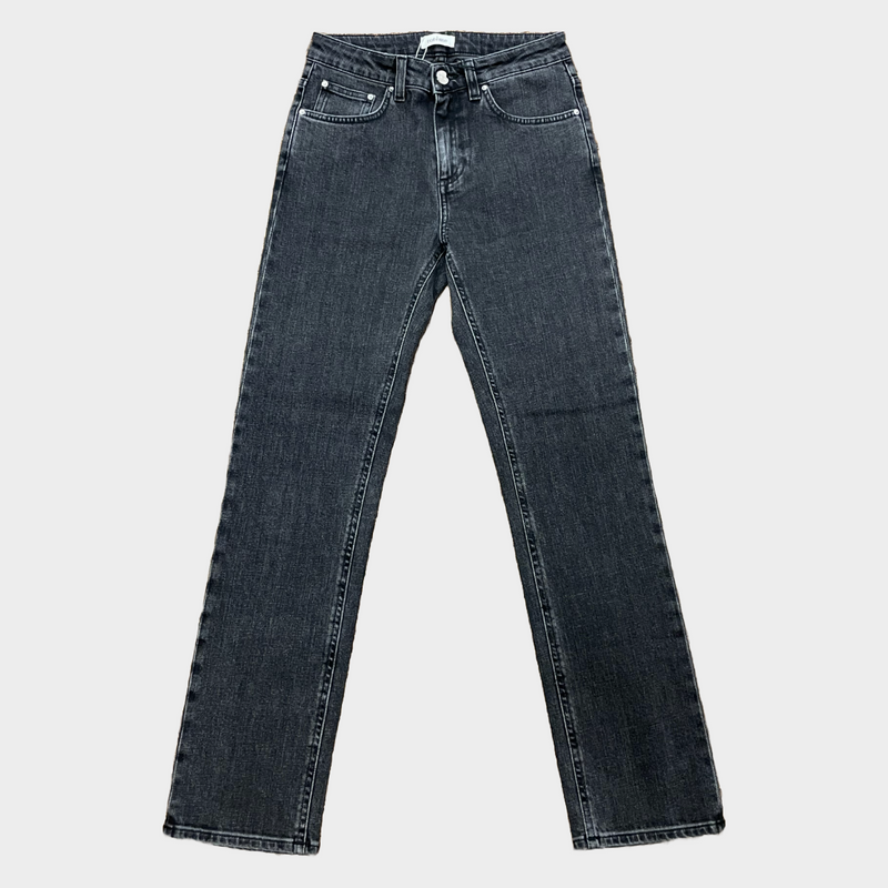 Toteme women's black cotton washed cropped straight fit jeans