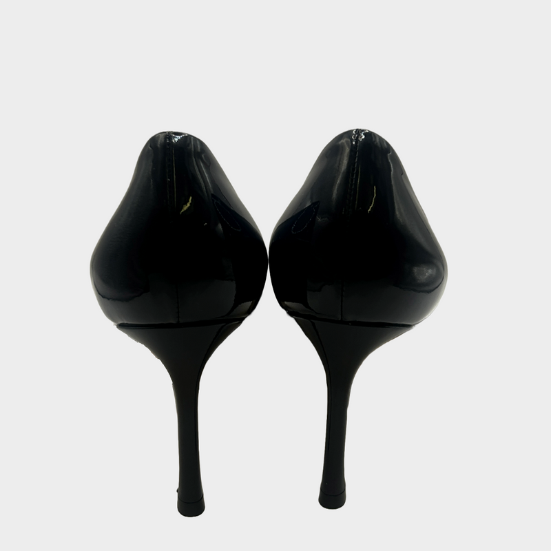 Christian Dior navy blue patent leather point-toe pumps