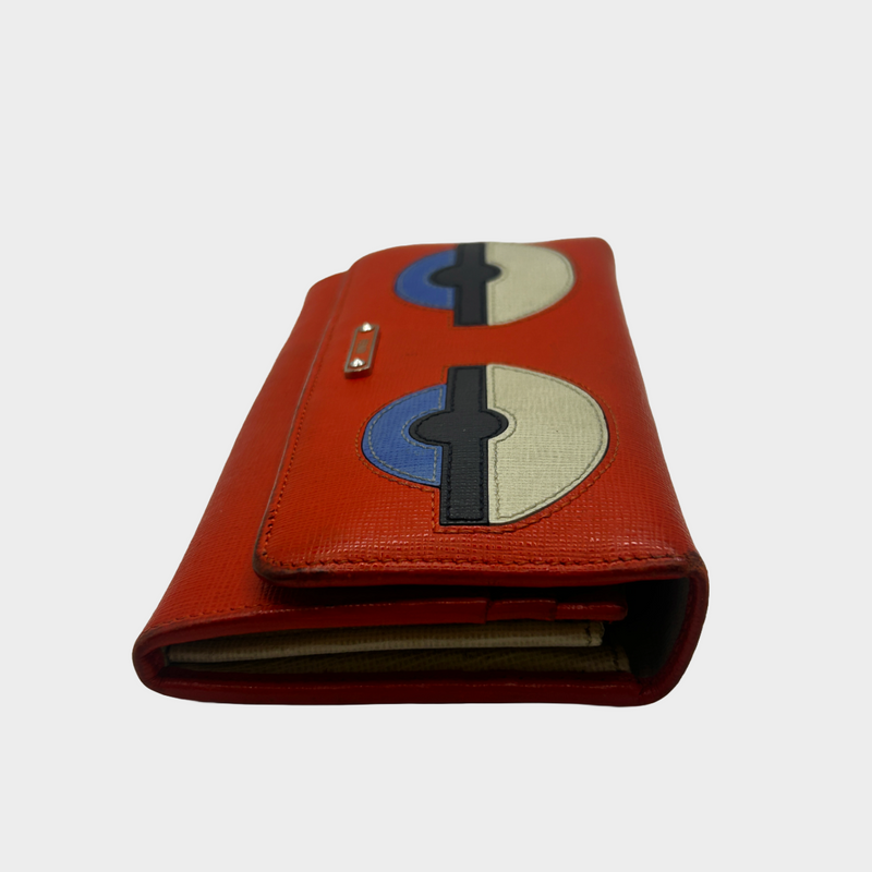 Fendi women's red leather wallet with eye motif